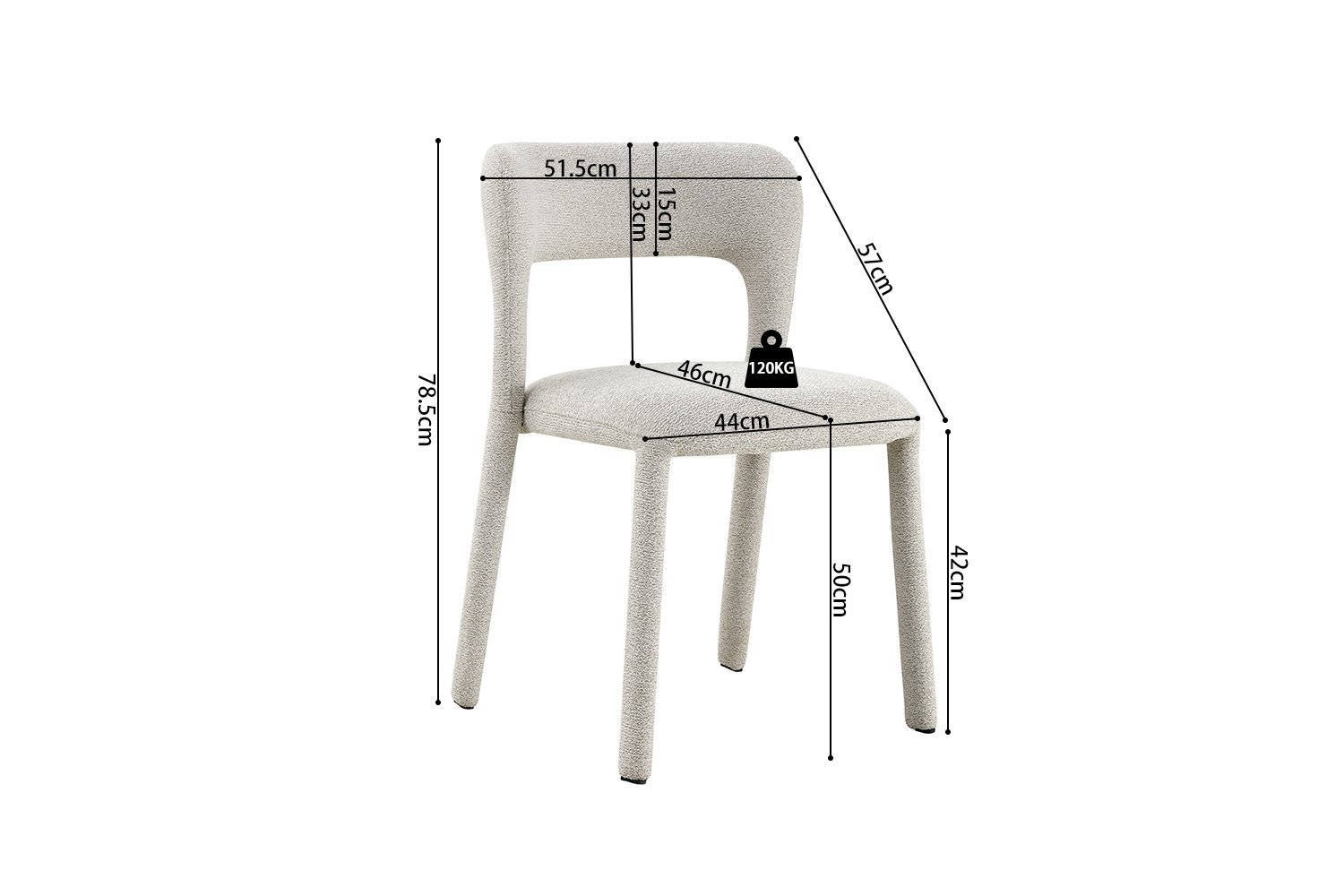 Chaise "Elvas" empilable en tissu écru - Image 13