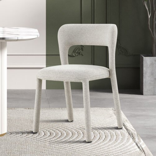 Chaise "Elvas" empilable en tissu écru
