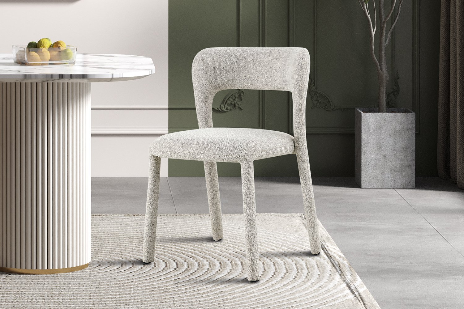 Chaise "Elvas" empilable en tissu écru