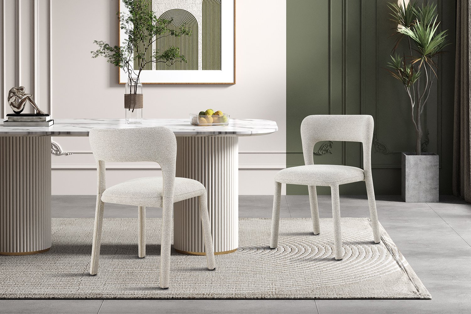 Chaise "Elvas" empilable en tissu écru - Image 2