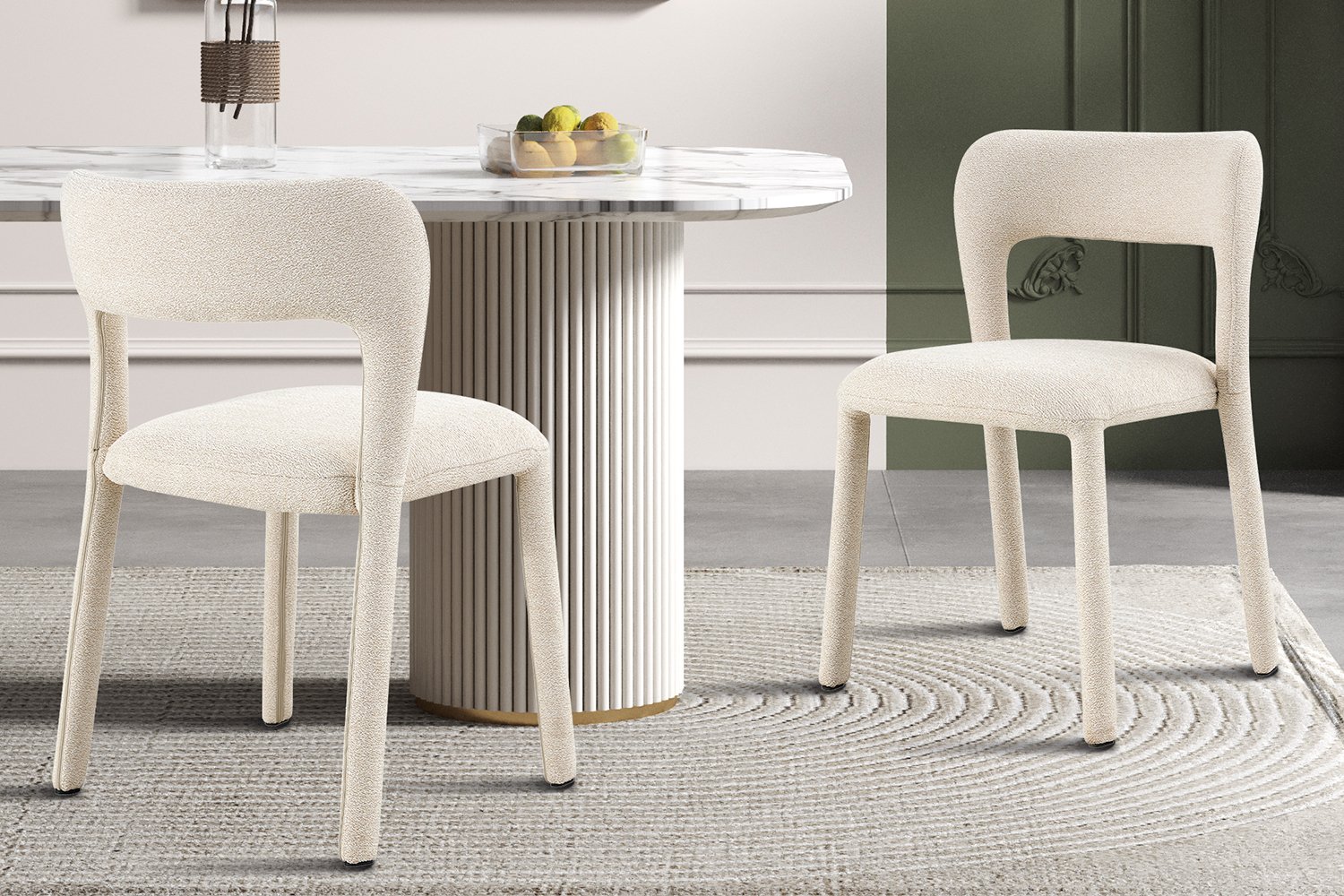 Chaise "Elvas" empilable en tissu beige - Image 2