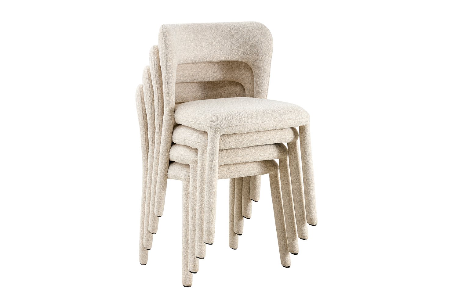 Chaise "Elvas" empilable en tissu beige - Image 10