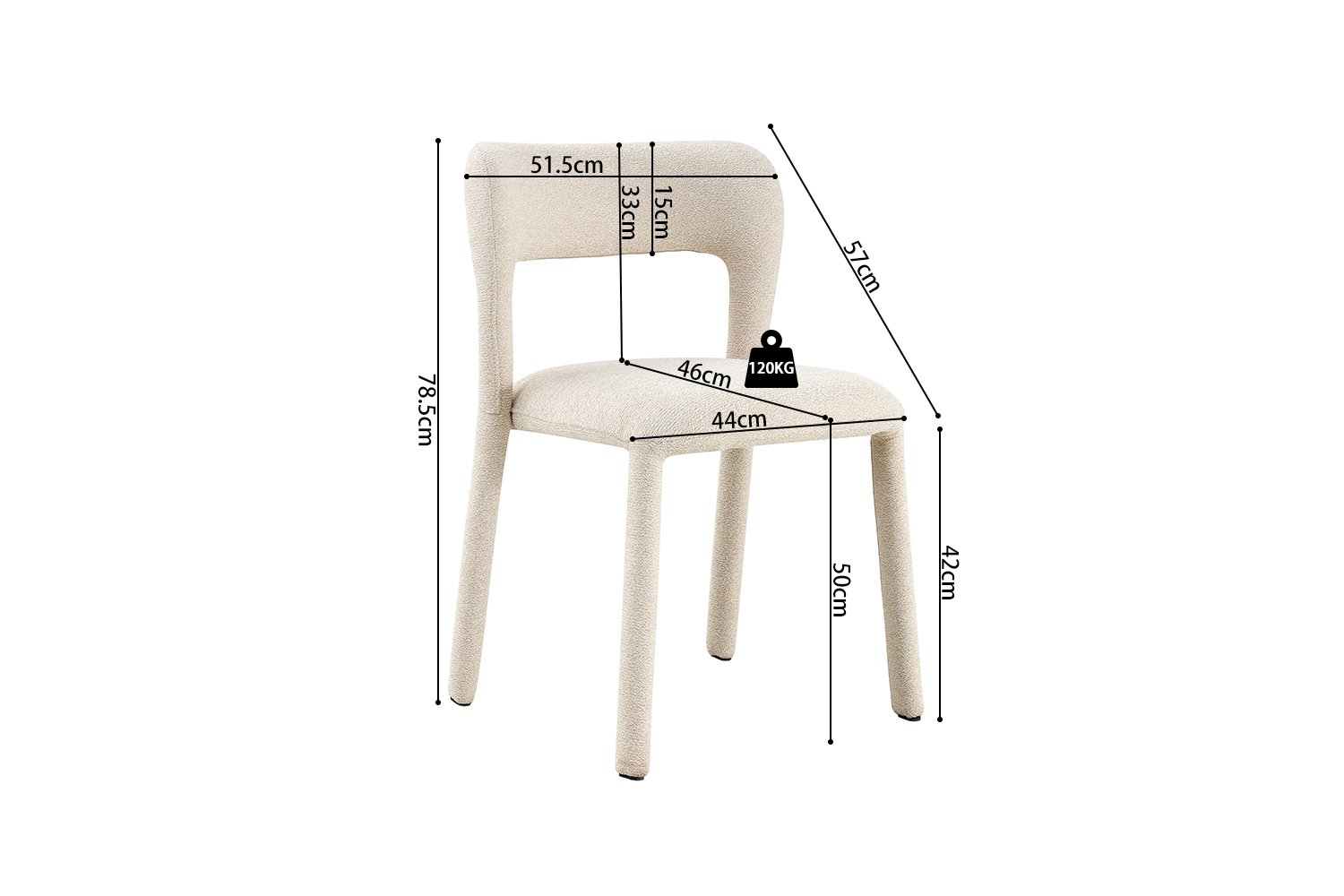 Chaise "Elvas" empilable en tissu beige - Image 13