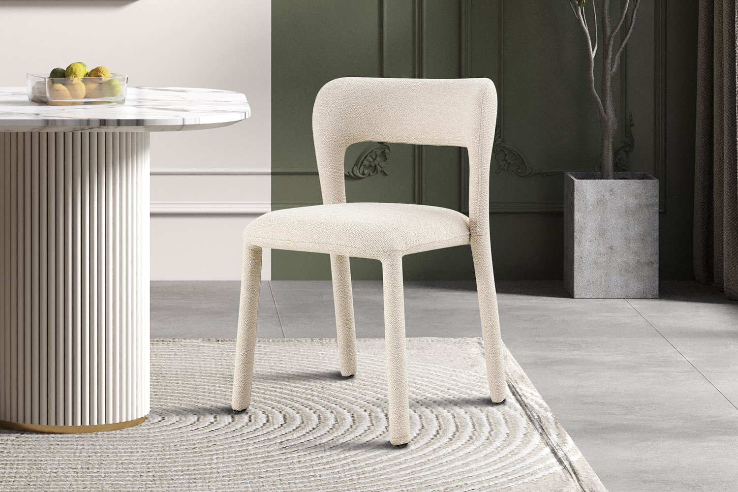 Chaise "Elvas" empilable en tissu beige