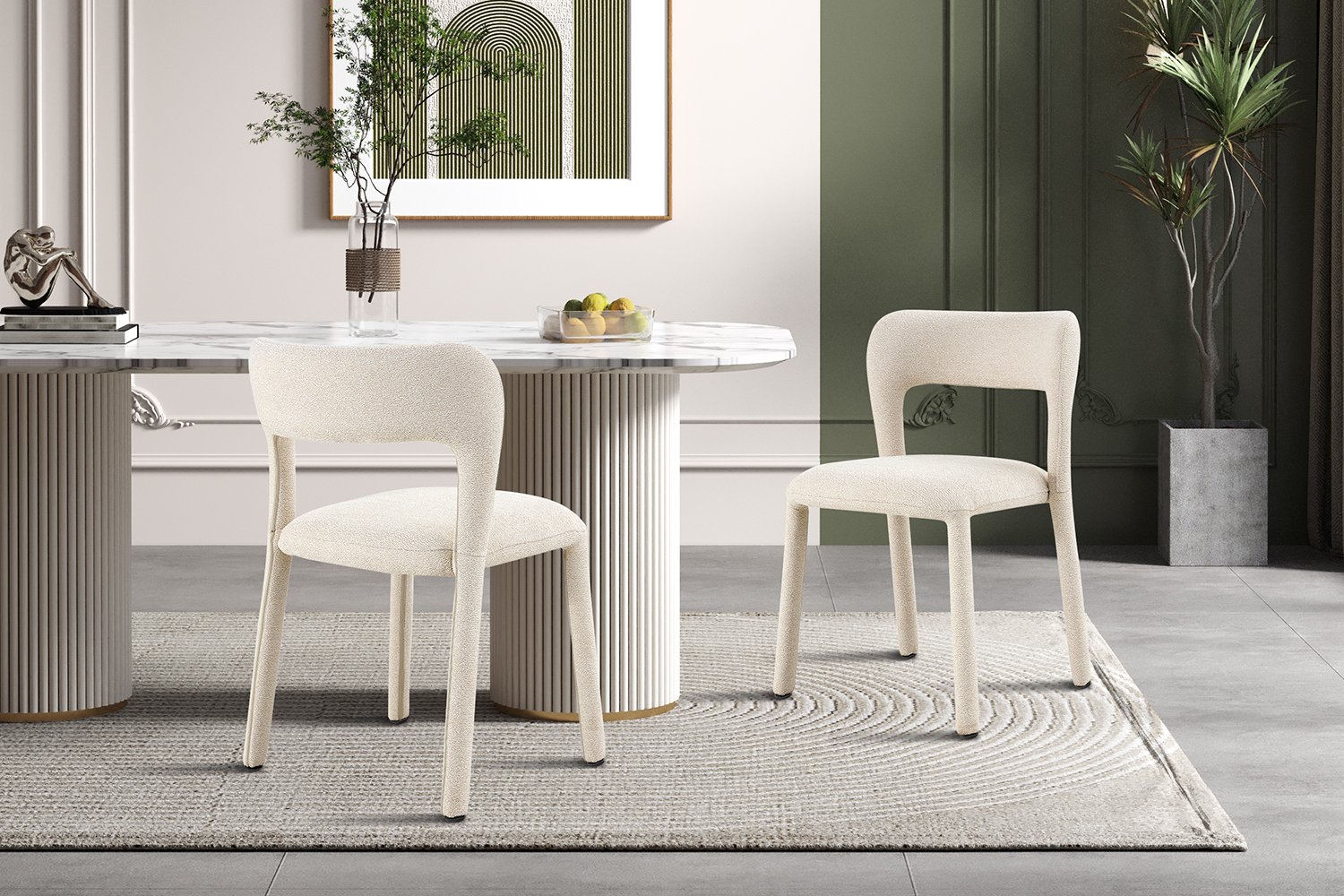 Chaise "Elvas" empilable en tissu beige - Image 3