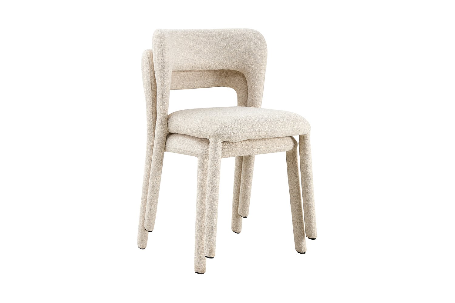 Chaise "Elvas" empilable en tissu beige - Image 9