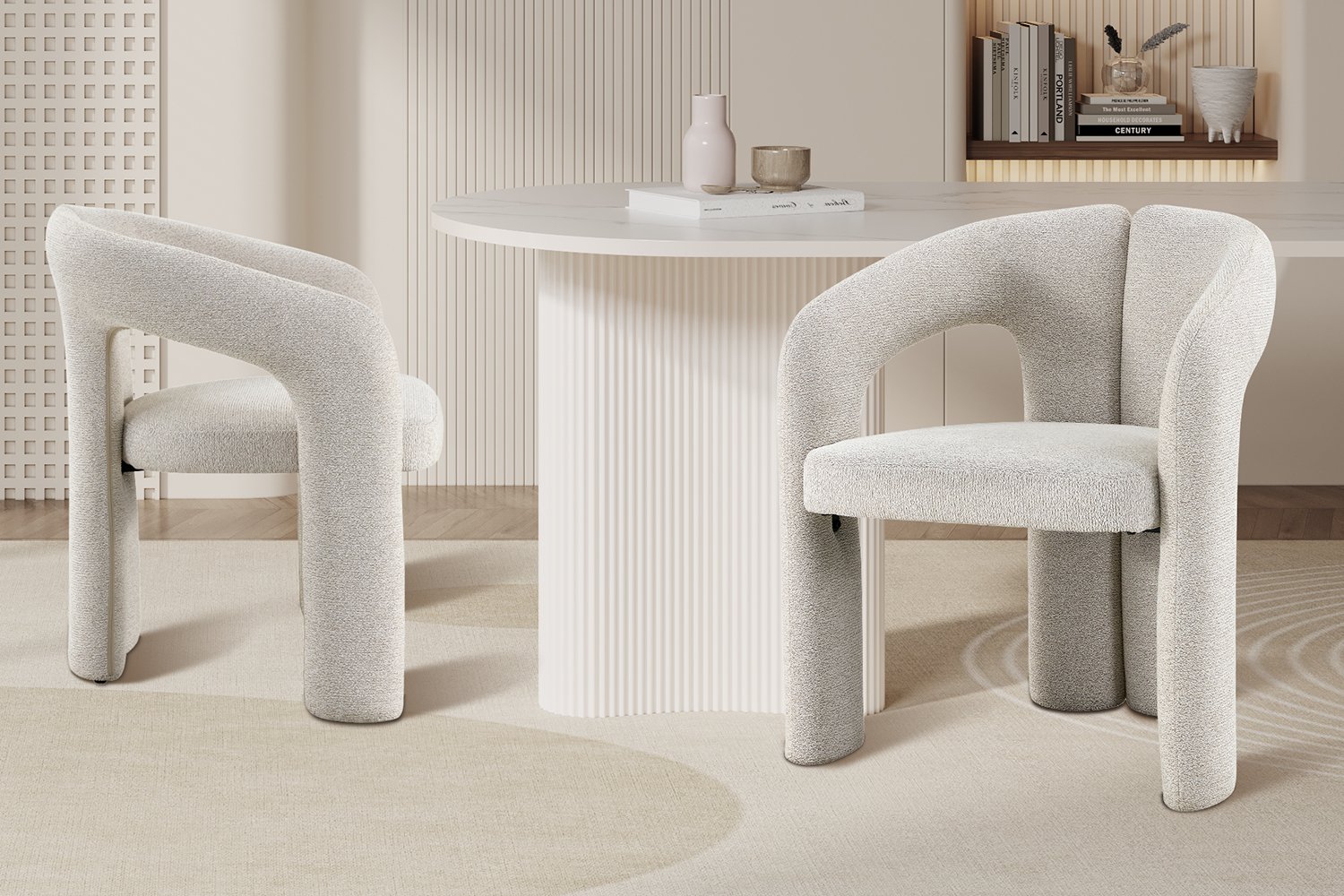 Chaise "Beja" en tissu beige - Image 2