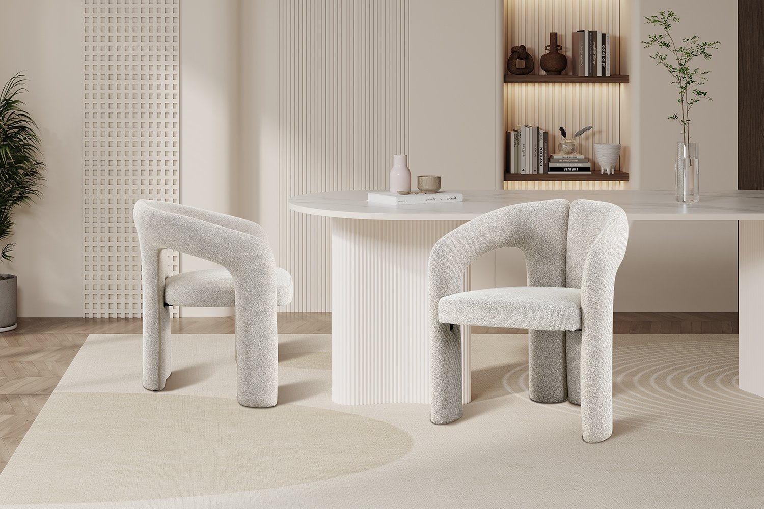 Chaise "Beja" en tissu beige - Image 3