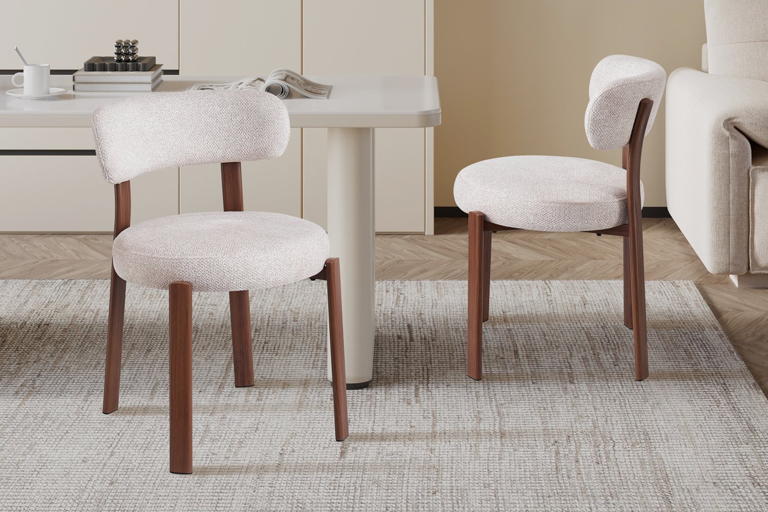 Chaise "Julia" en tissu - pieds effet noyer - Image 2