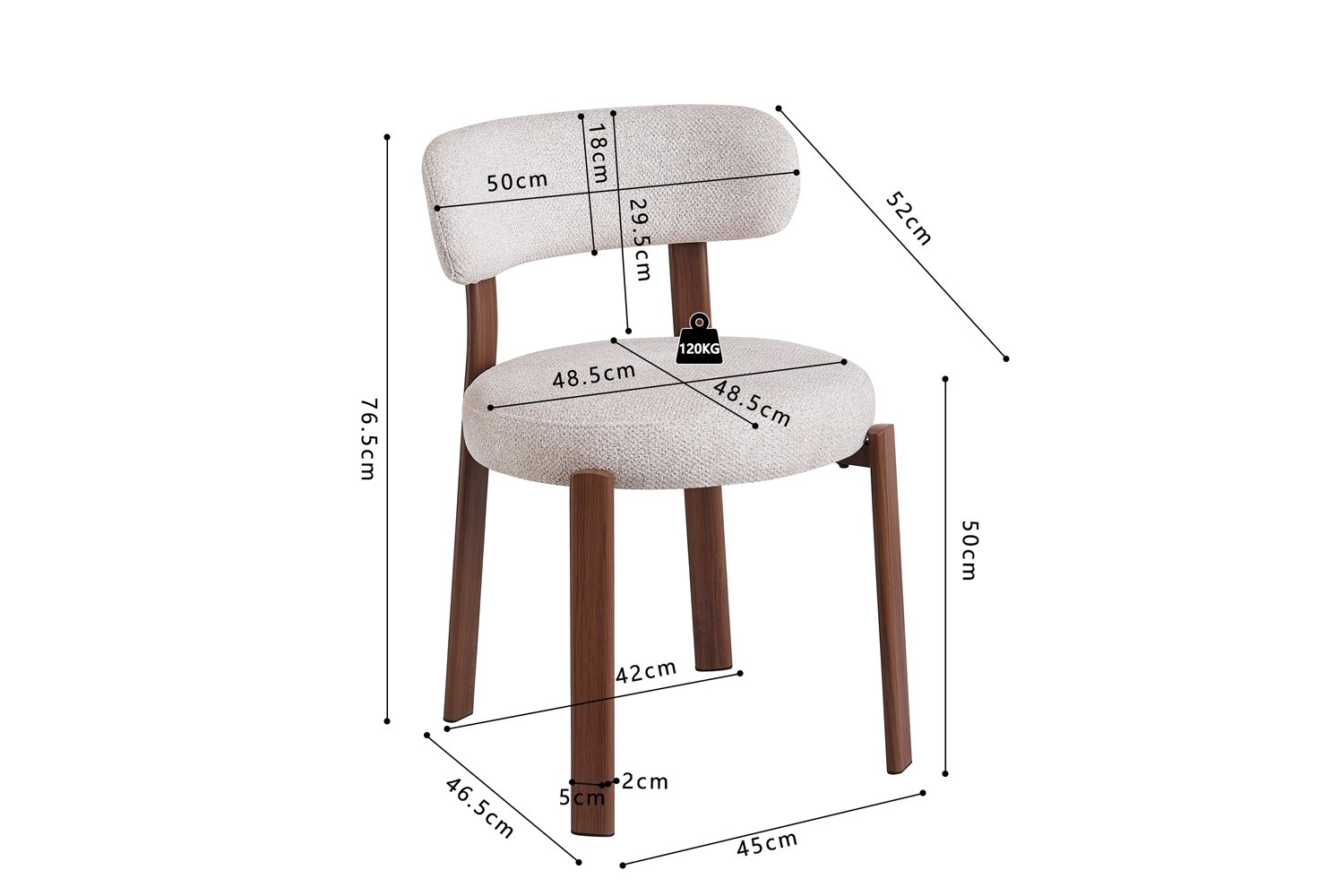 Chaise "Julia" en tissu - pieds effet noyer - Image 11