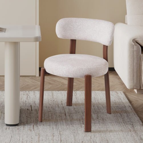 Chaise "Julia" en tissu - pieds effet noyer