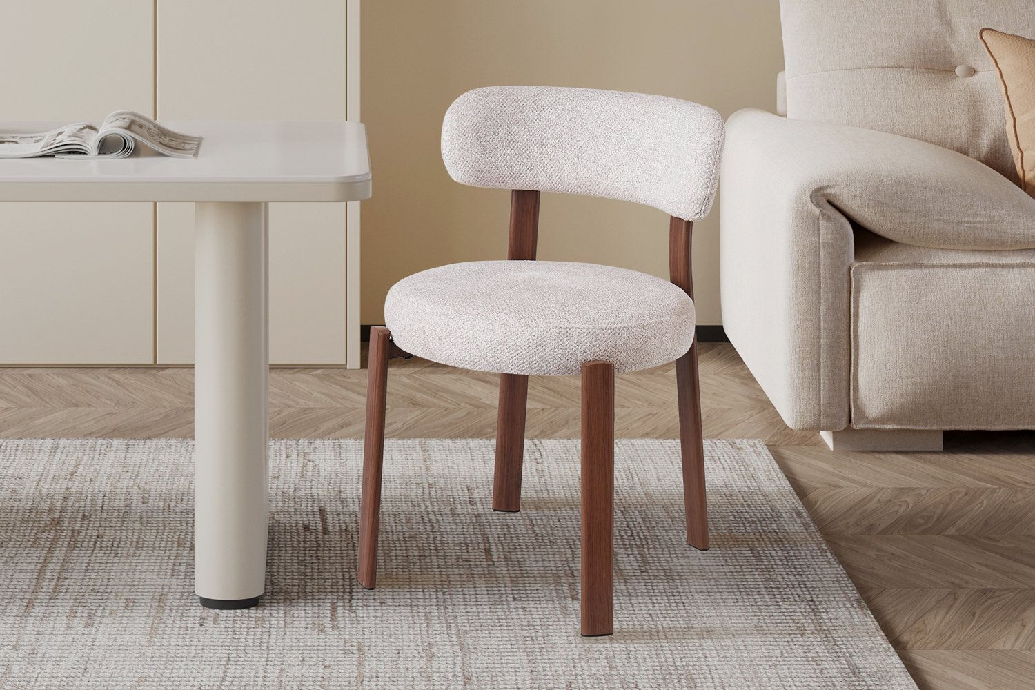 Chaise "Julia" en tissu - pieds effet noyer