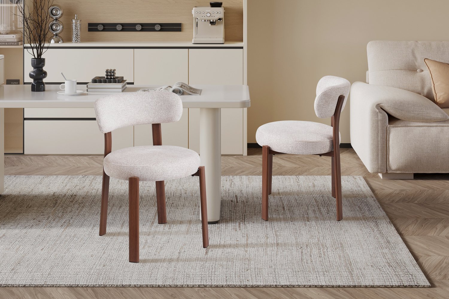 Chaise "Julia" en tissu - pieds effet noyer - Image 3