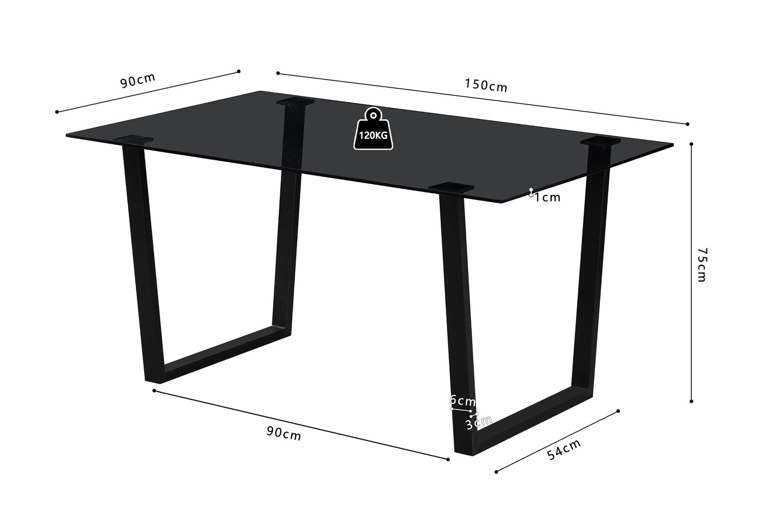 Table 'Boaz' 150 cm Rectangulaire Verre - Image 8