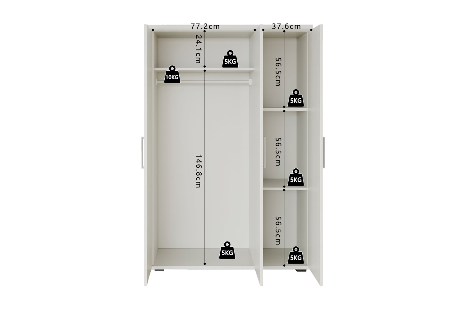 Armoire 'Mike' 3 portes Blanc - Image 6