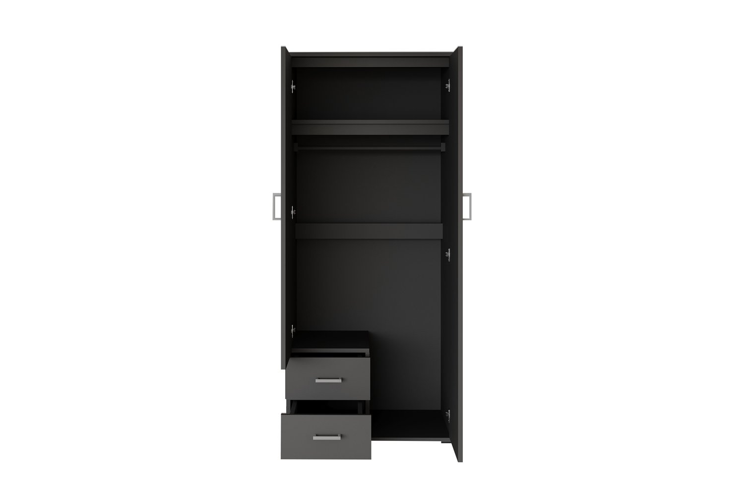Armoire 'Marc' 2 portes avec miroir Gris Foncé - Image 5