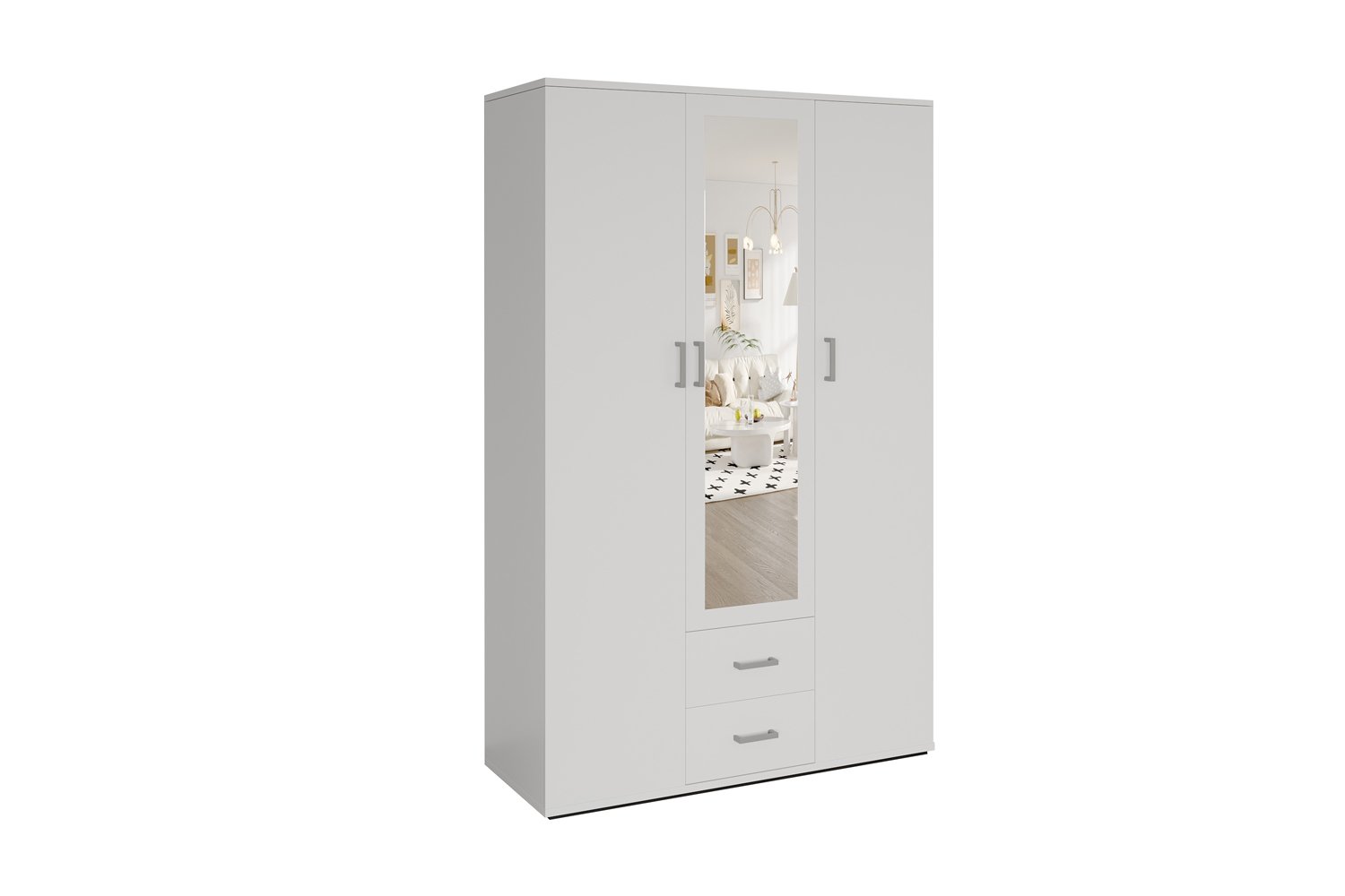 Armoire 'Marc' 3 portes avec miroir Blanc - Image 3