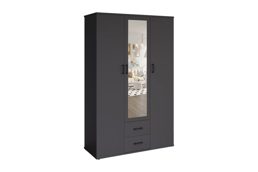 Armoire 'Marc' 3 portes avec miroir Gris foncé - Image 2