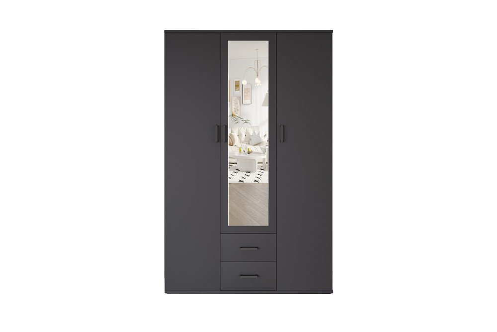 Armoire 'Marc' 3 portes avec miroir Gris foncé - Image 3