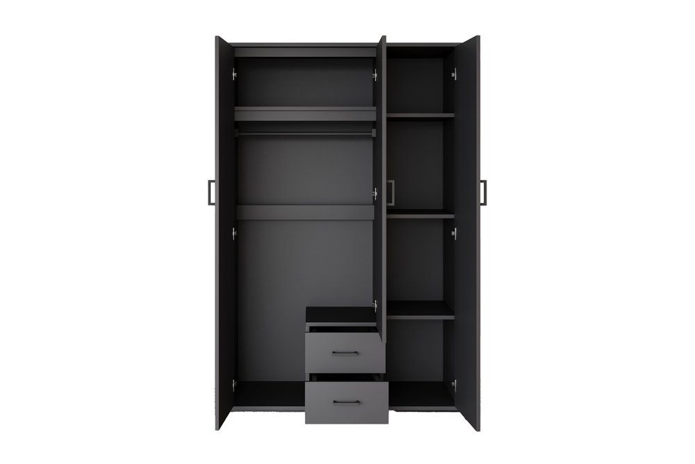 Armoire 'Marc' 3 portes avec miroir Gris foncé - Image 6