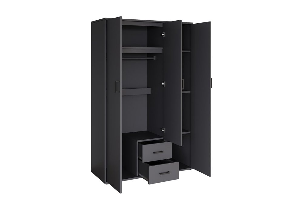 Armoire 'Marc' 3 portes avec miroir Gris foncé - Image 7