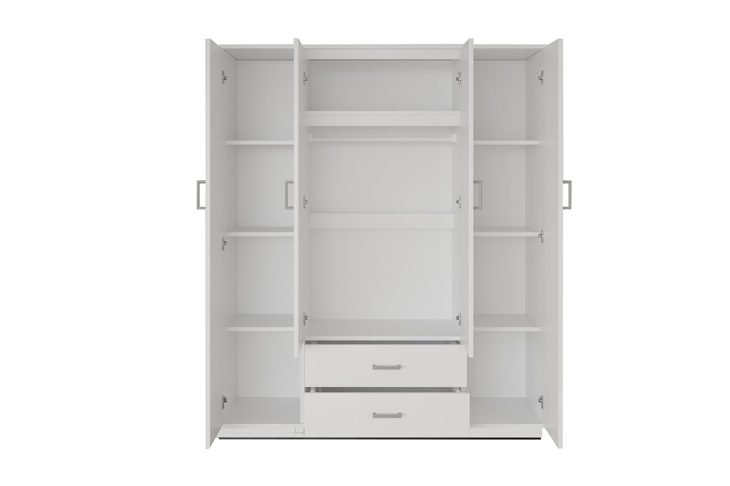 Armoire 'Marc' 4 portes avec 2 miroirs Blanc - Image 5