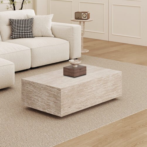 Table basse 'Jacky' Décor Travertin Beige