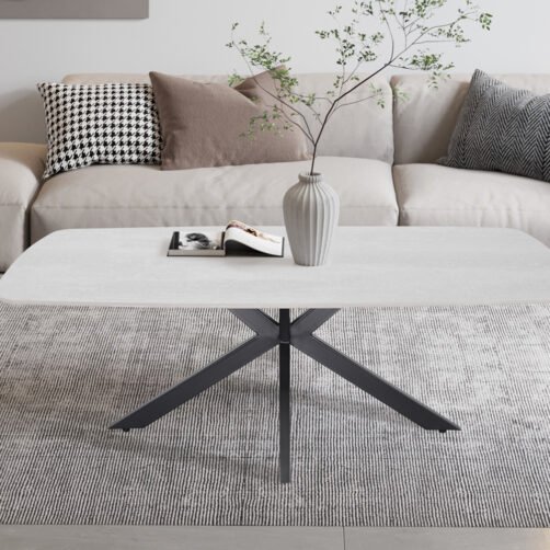 Table basse 'Apollo' 130 cm Ovale Danoise Pierre Baroque Gris