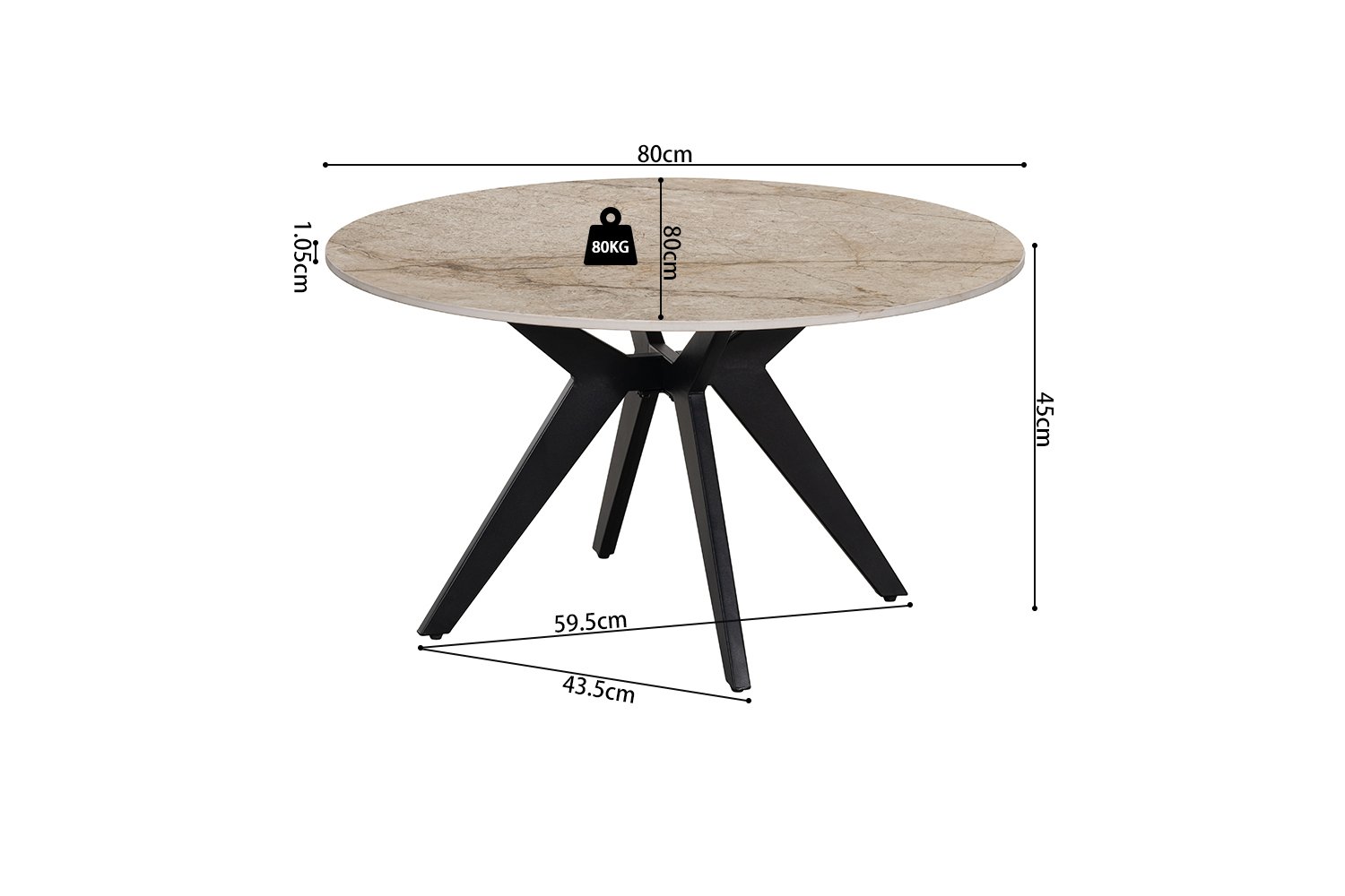 Table basse 'Apollo' 80cm Ronde Pierre Brillante Taj Mahal Beige - Image 6