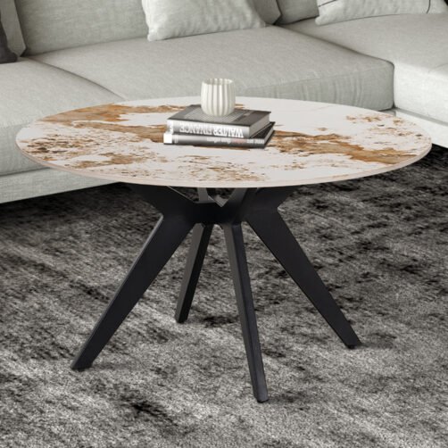 Table basse 'Apollo' 80cm Ronde Pierre Brillante Pandora