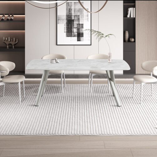 Table 'Orion' 200x100 cm Rectangulaire Pierre Beige - Pied Beige