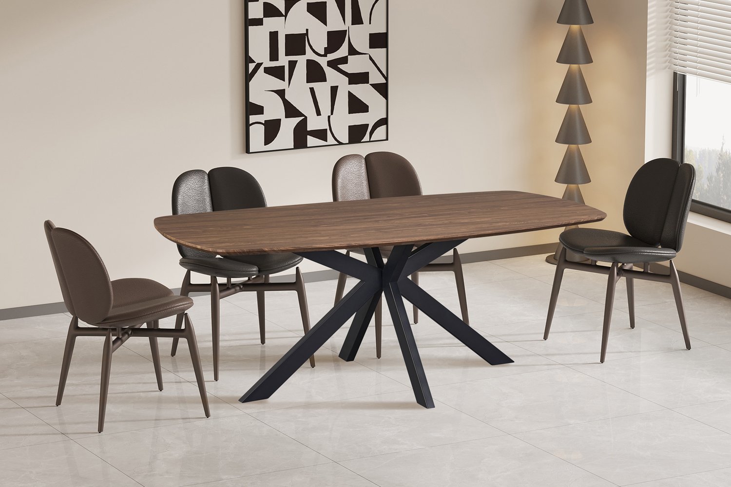 Table 'Aziz' 200 cm Ovale Danoise Décor Chêne Foncé