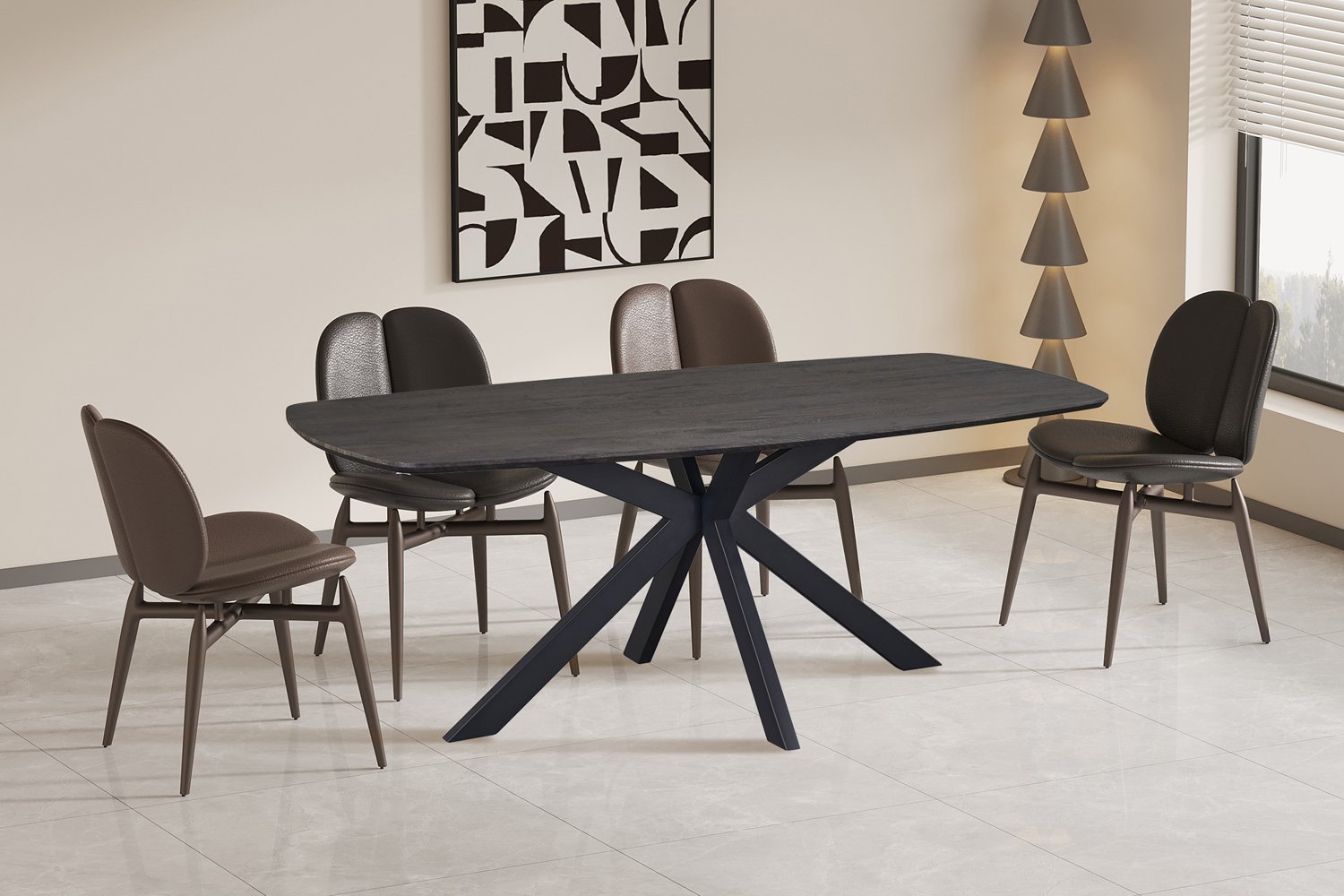 Table 'Aziz' 200 cm Ovale Danoise Décor Brun foncé