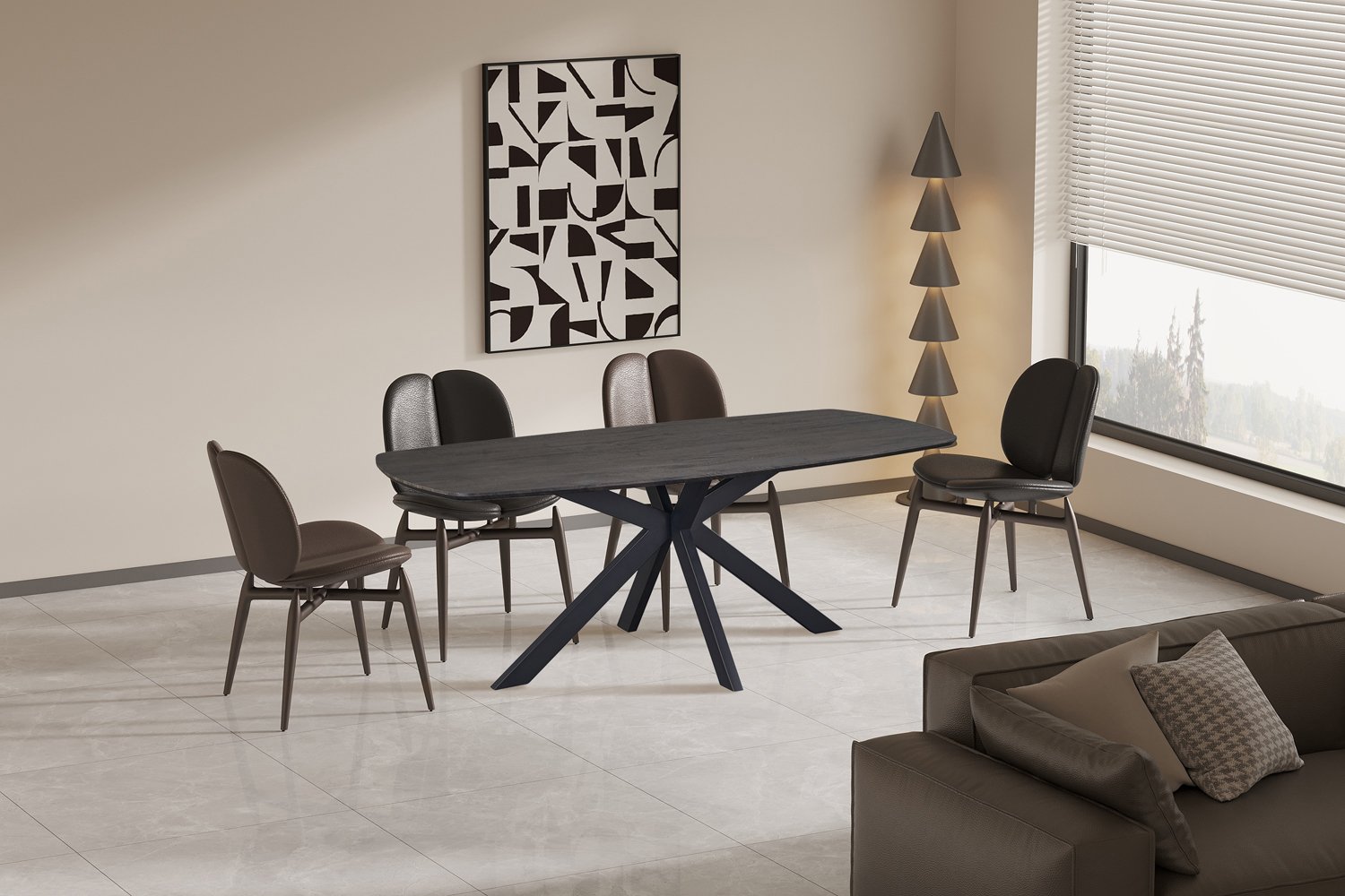 Table 'Aziz' 200 cm Ovale Danoise Décor Brun foncé - Image 3