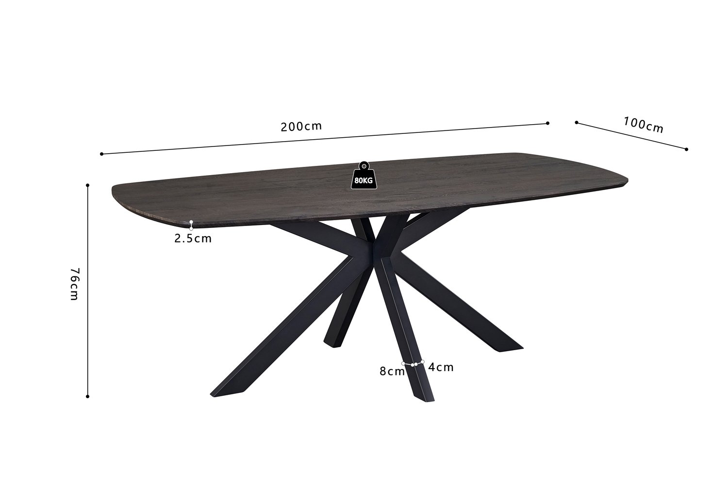 Table 'Aziz' 200 cm Ovale Danoise Décor Brun foncé - Image 8