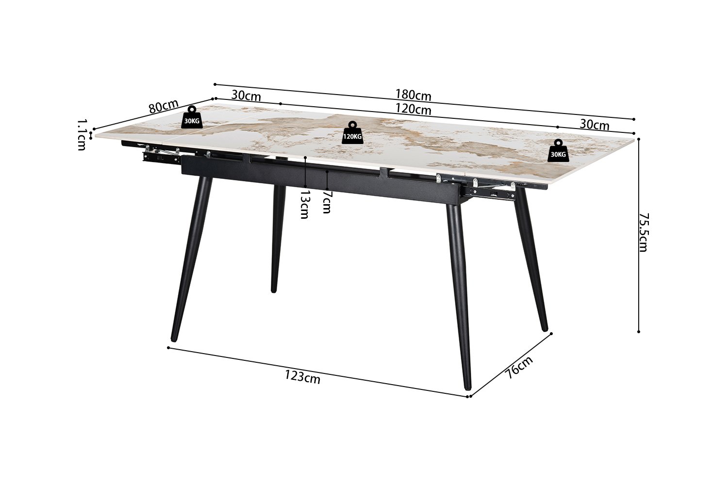 Table extensible 'Hero' 120-180 cm Pierre Brillante Pandora - Image 11