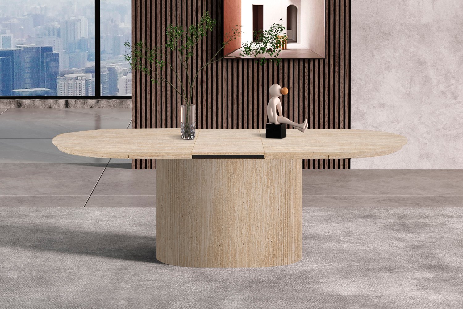Table extensible 'Lagos' 180-220 cm Ovale Décor travertin beige - Image 4