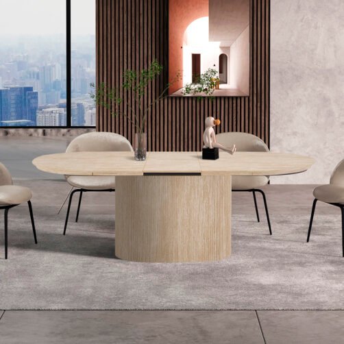 Table extensible 'Lagos' 180-220 cm Ovale Décor travertin beige