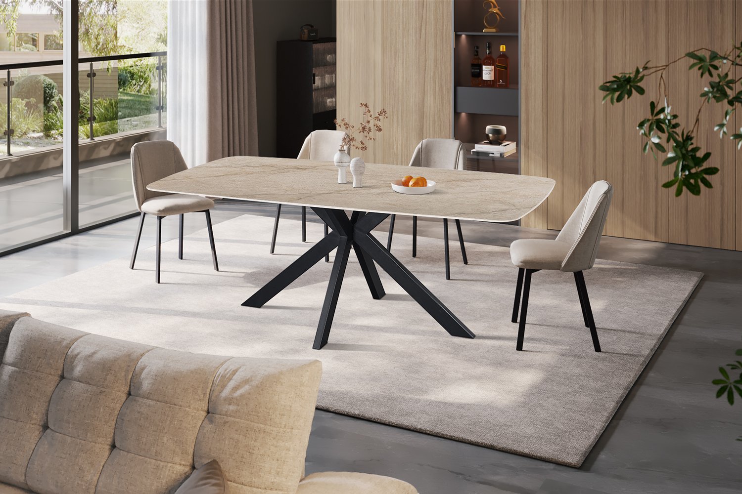Table 'Apollo' 200 cm Ovale Danoise Pierre Taj Mahal Beige