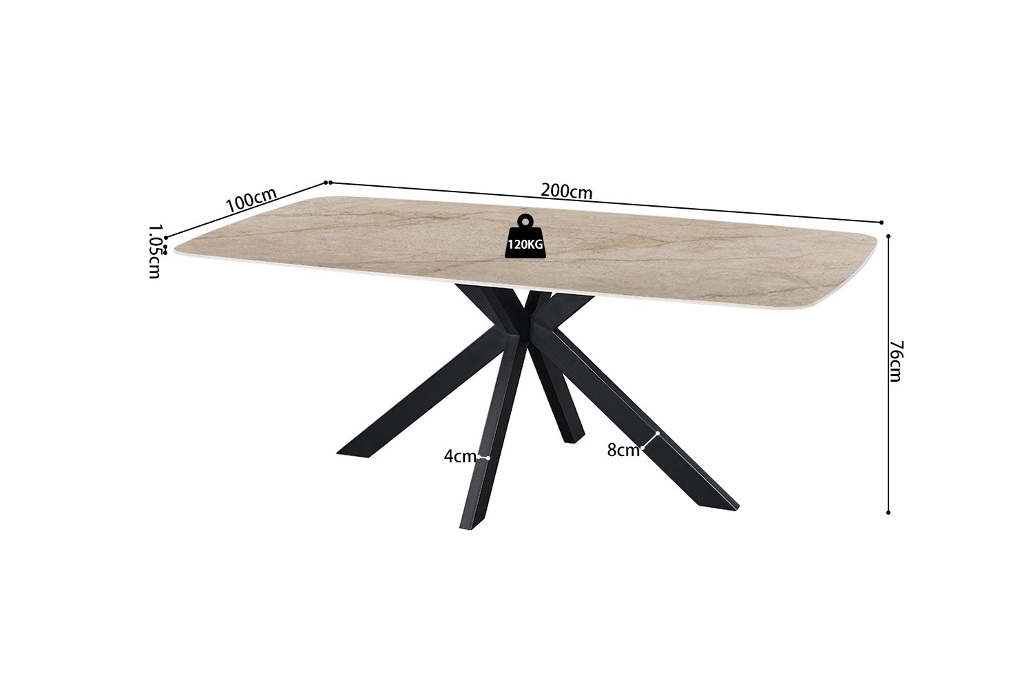 Table 'Apollo' 200 cm Ovale Danoise Pierre Taj Mahal Beige - Image 7