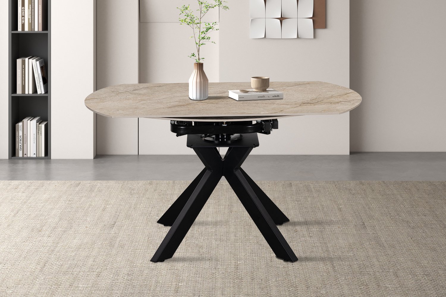 Table extensible 'Athena' Ronde 140-140x90 cm Pierre Taj Mahal Beige - Image 2