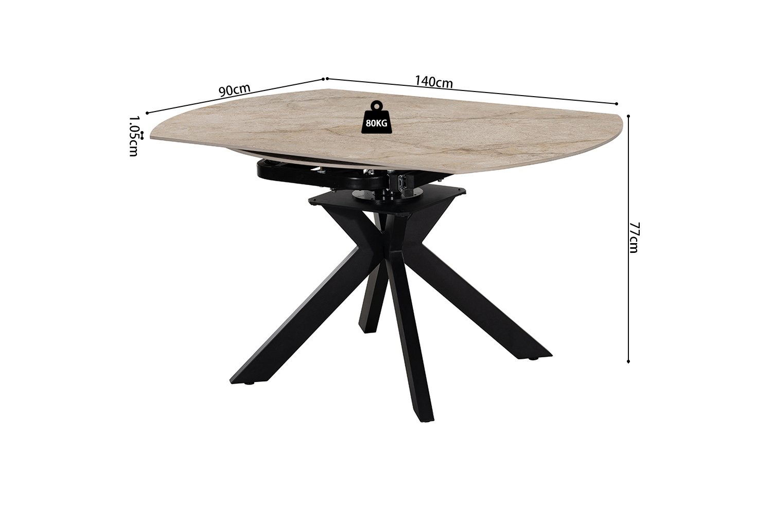 Table extensible 'Athena' Ronde 140-140x90 cm Pierre Taj Mahal Beige - Image 10