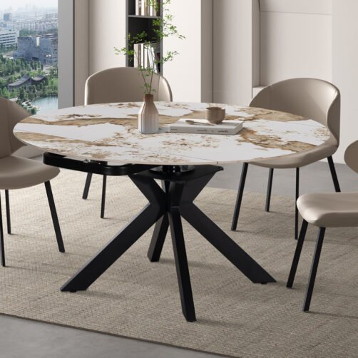 Table extensible 'Athena' Ronde 140-140x90 cm Pierre Brillante Pandora