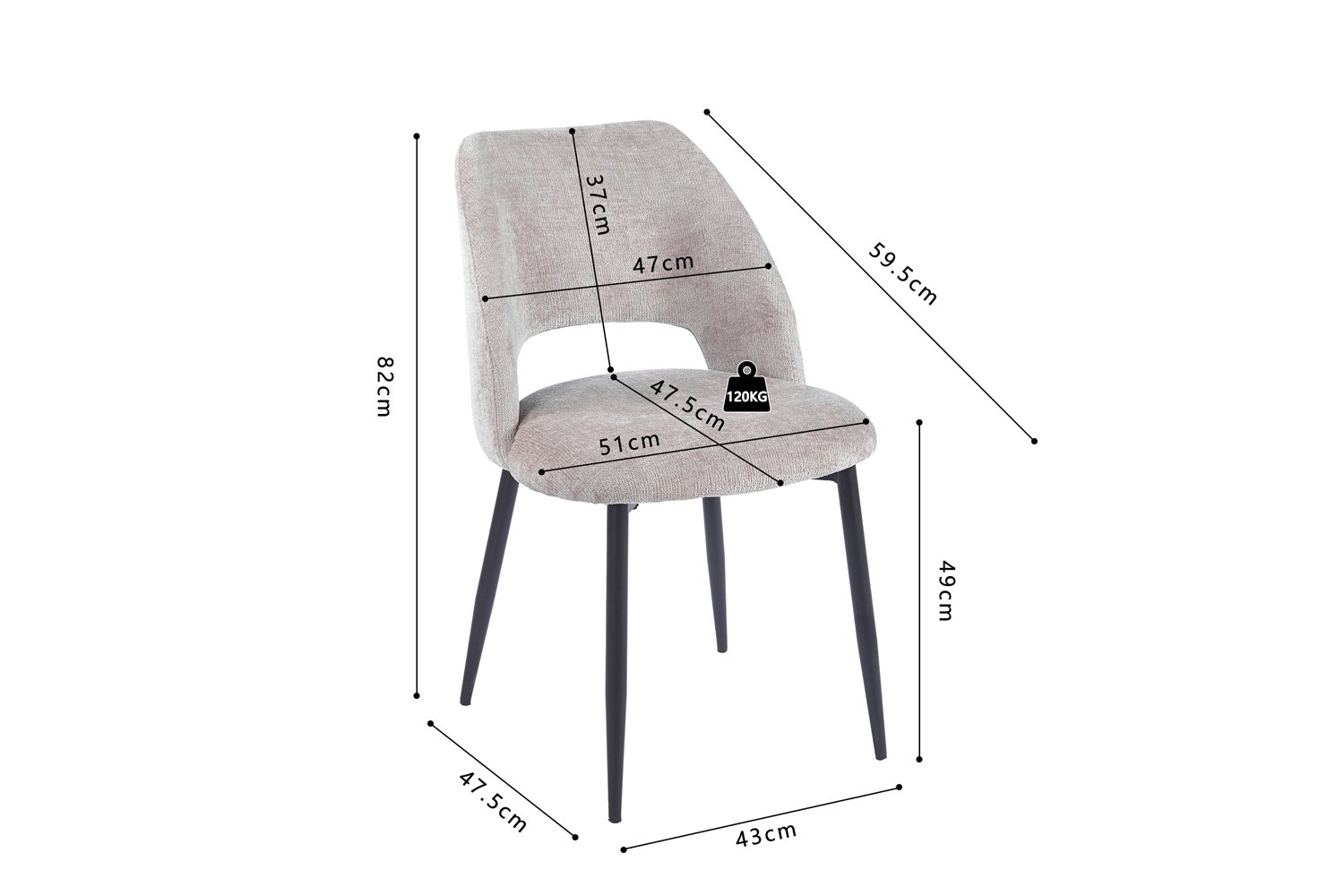 Chaise 'Arlo' Tissu Perfect Harmony Sable - Image 8