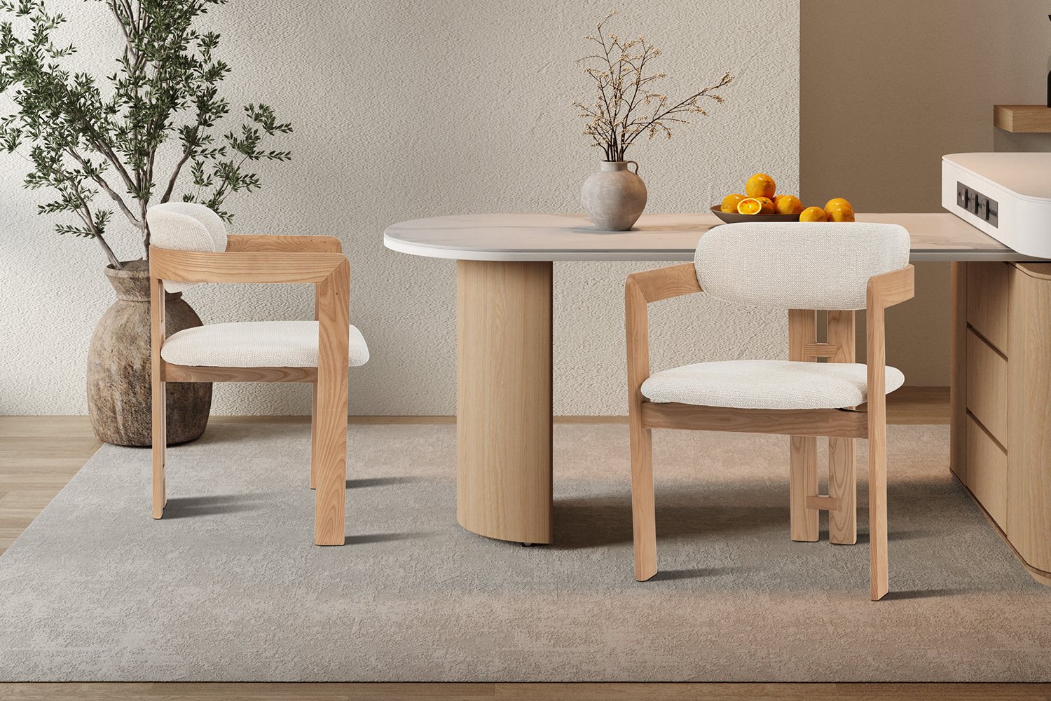 Chaise 'Camille' Frêne Naturel Tissu Beige - Image 4