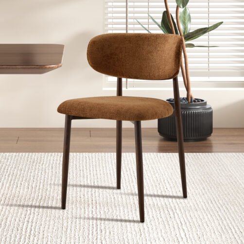Chaise 'Nono' Noyer - Tissu Marron clair