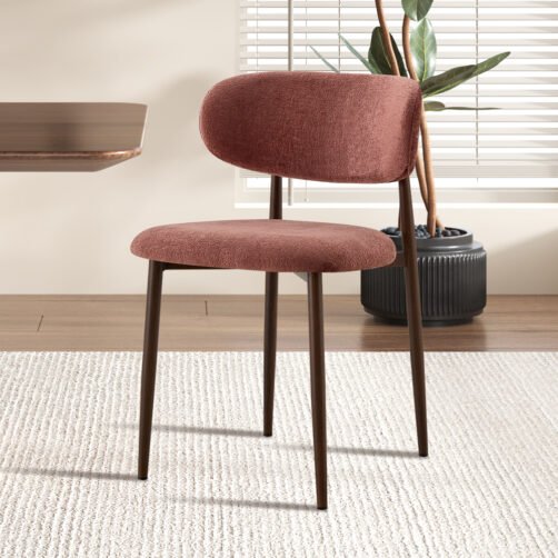Chaise 'Nono' Noyer - Tissu Rose