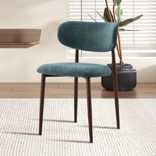 Chaise 'Nono' Noyer - Tissu Bleu-vert