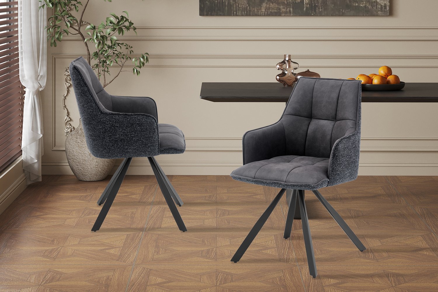 Chaise 'Solenne' Pivotante en tissu noir - Image 2