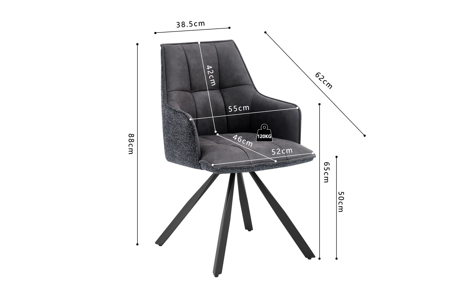 Chaise 'Solenne' Pivotante en tissu noir - Image 10